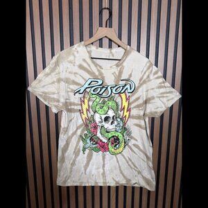 Poison T Shirt Large Mens Gray Tie Dye Graphic Short Sleeve Band Tee